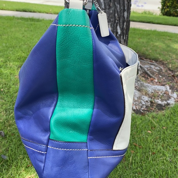 Coach Legacy Colorblock Blue Green purse bag LARGE - Picture 13 of 15